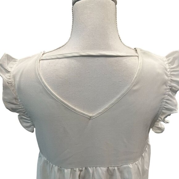 Boho V-Neck Sleeveless Babydoll Dress With Ruffled Shoulders Women's Size Small - Picture 10 of 13